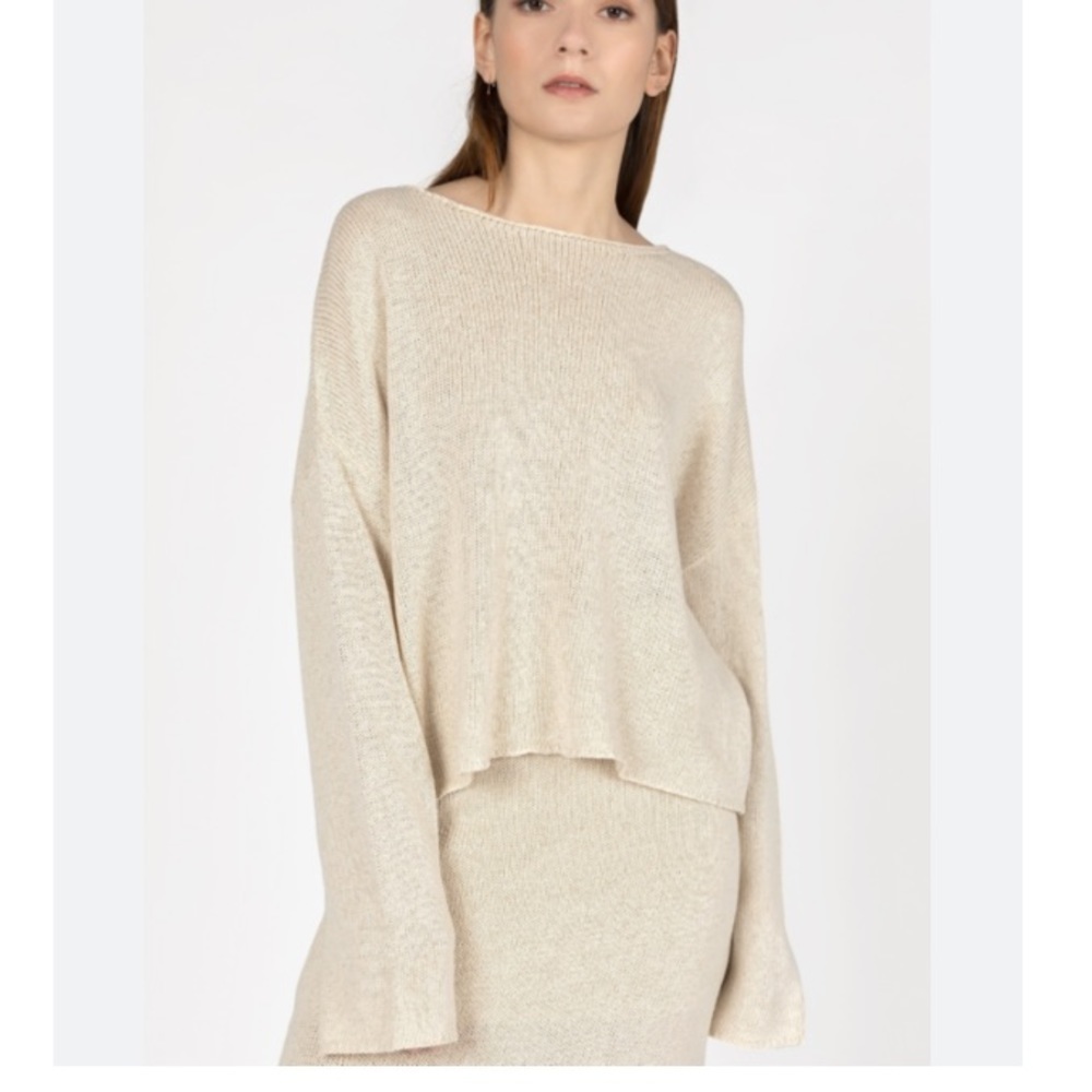 MOD REF Presley Long Sleeve Linen Blend Knit Sweater Top